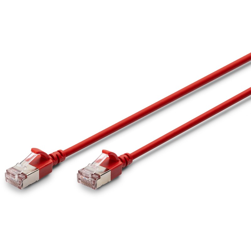 Buy DIGITUS Patchkabel CAT 6A F/FTP Slim 5.00m - Red, RJ-45, LSZH, PoE+ in Cyprus, Nicosia, Limassol, Larnaka, Pafos