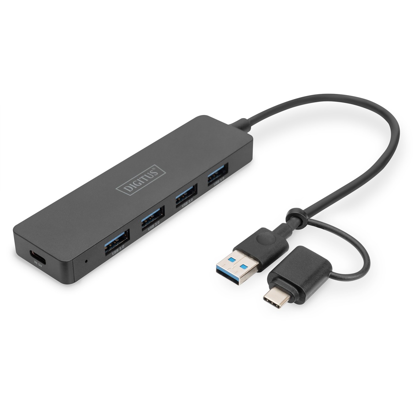 DIGITUS USB 3.0 Hub 4-Port Slim - USB-C Cable Included 0.2m — Buy in Cyprus with Fast Delivery