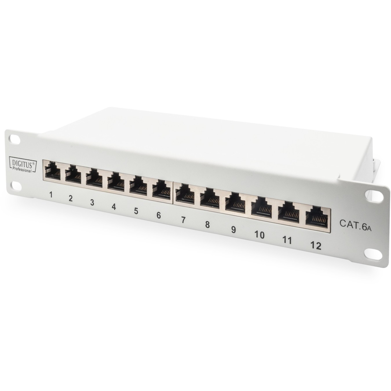 DIGITUS Cat.6A Shielded Patch Panel, 12-Port, 10 ft, Gray — Buy in Cyprus with Fast Delivery