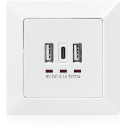 Buy DIGITUS Unterputz Ladedose USB 2x USB-A + 1x USB-C - Flush Mounted - White in Cyprus, Nicosia, Limassol, Larnaka, Pafos
