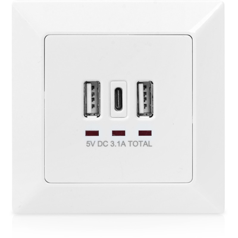 Buy DIGITUS Unterputz Ladedose USB 2x USB-A + 1x USB-C - Flush Mounted - White in Cyprus, Nicosia, Limassol, Larnaka, Pafos