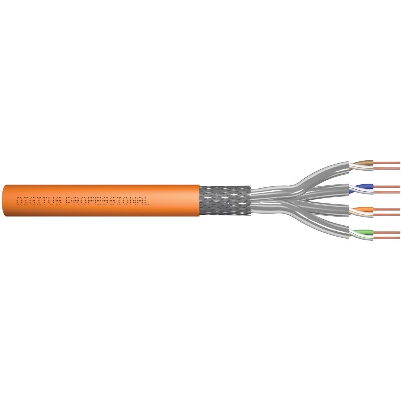 Buy DIGITUS CAT.7 S/FTP Installation Cable - Orange, LSZH jacket, 100 m, 1200 MHz in Cyprus, Nicosia, Limassol, Larnaka, Pafos