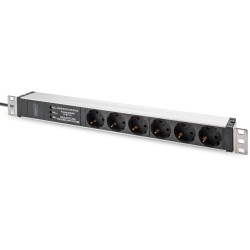 Buy Aluminum PDU 1U with 6 Schuko outlets, 16A, 230VAC, surge protection, 2 m ca... in Cyprus, Nicosia, Limassol, Larnaka, Pafos