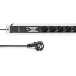 Buy Aluminum PDU 1U with 6 Schuko outlets, 16A, 230VAC, surge protection, 2 m ca... in Cyprus, Nicosia, Limassol, Larnaka, Pafos