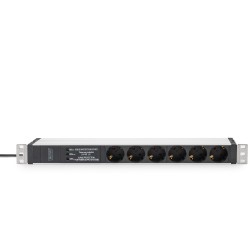 Buy Aluminum PDU 1U with 6 Schuko outlets, 16A, 230VAC, surge protection, 2 m ca... in Cyprus, Nicosia, Limassol, Larnaka, Pafos