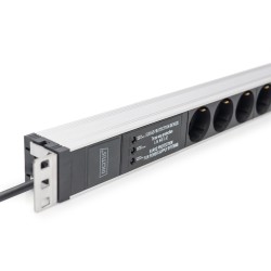 Buy Aluminum PDU 1U with 6 Schuko outlets, 16A, 230VAC, surge protection, 2 m ca... in Cyprus, Nicosia, Limassol, Larnaka, Pafos