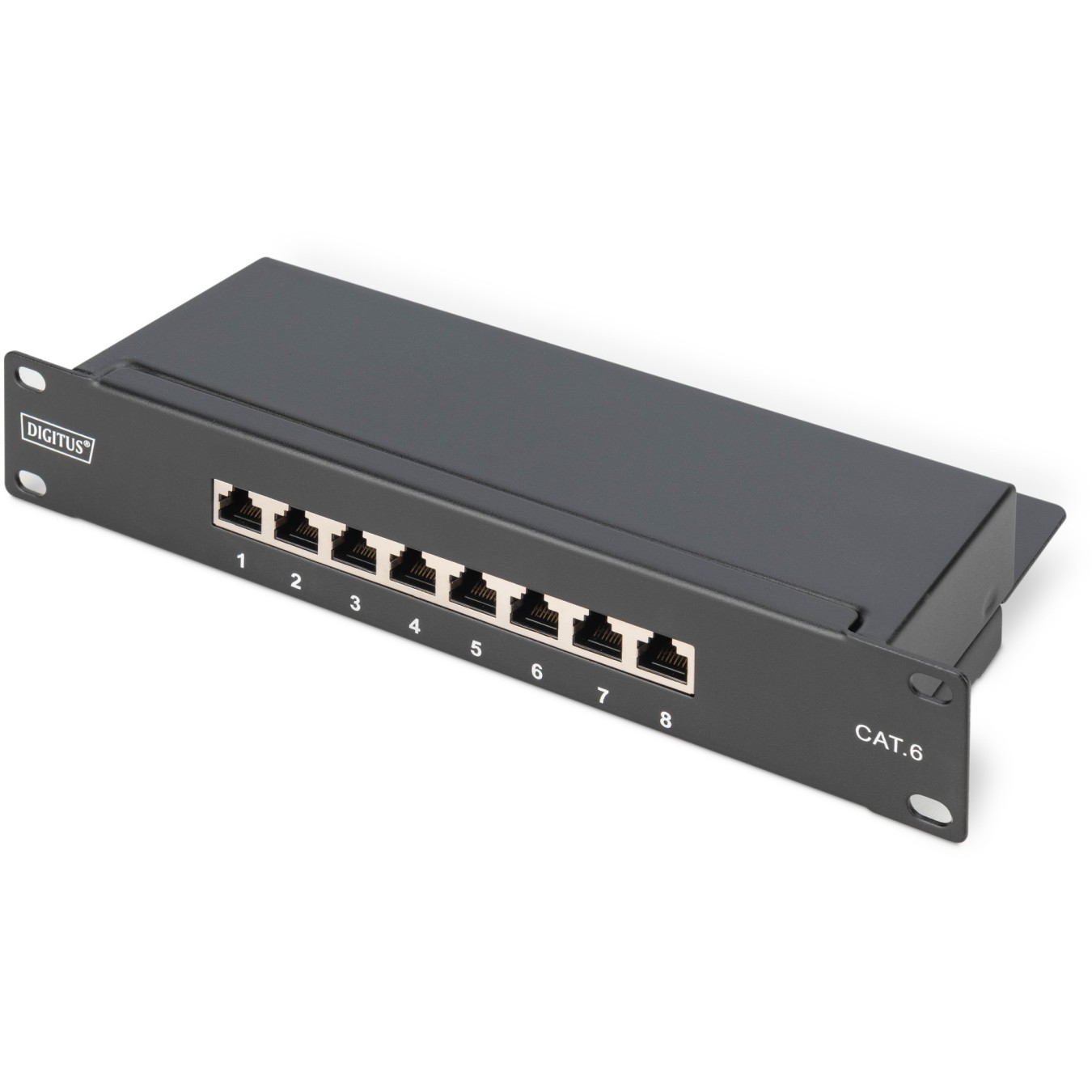 DIGITUS Patchpanel 1U 8-Port Cat6 ClassE Shielded - Rack Mount, Black — Buy in Cyprus with Fast Delivery