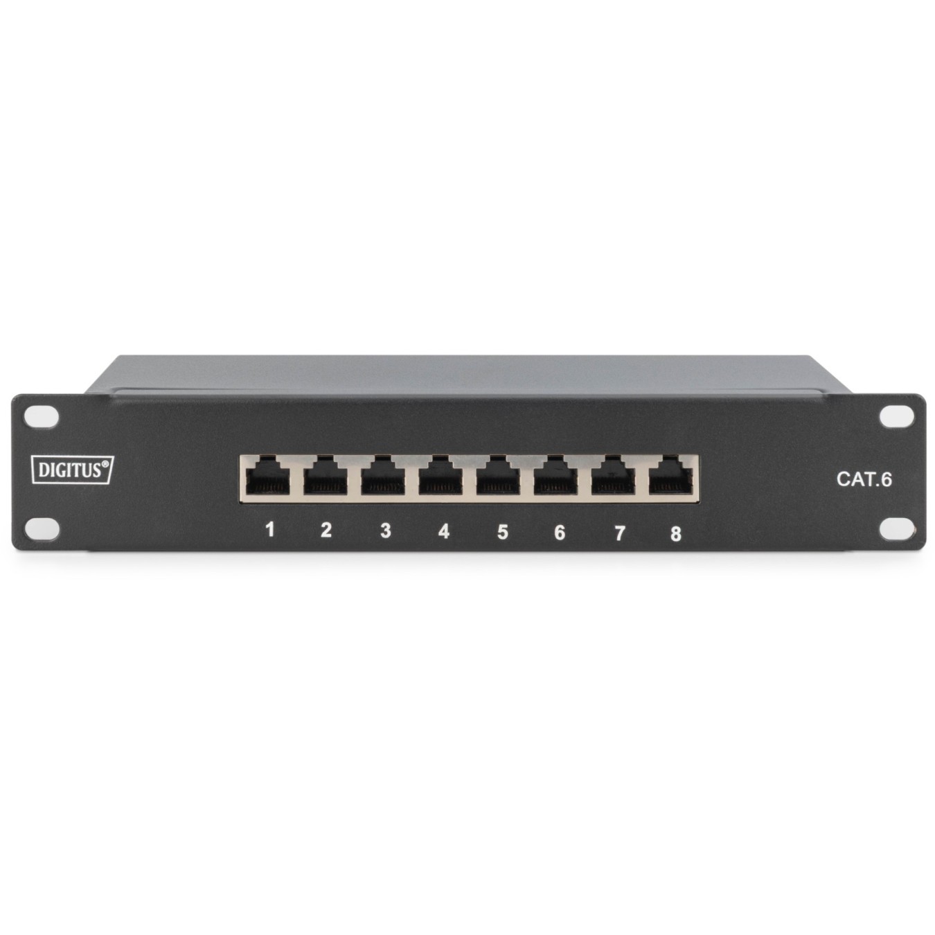 DIGITUS Patchpanel 1U 8-Port Cat6 ClassE Shielded - Rack Mount, Black — Buy in Cyprus with Fast Delivery