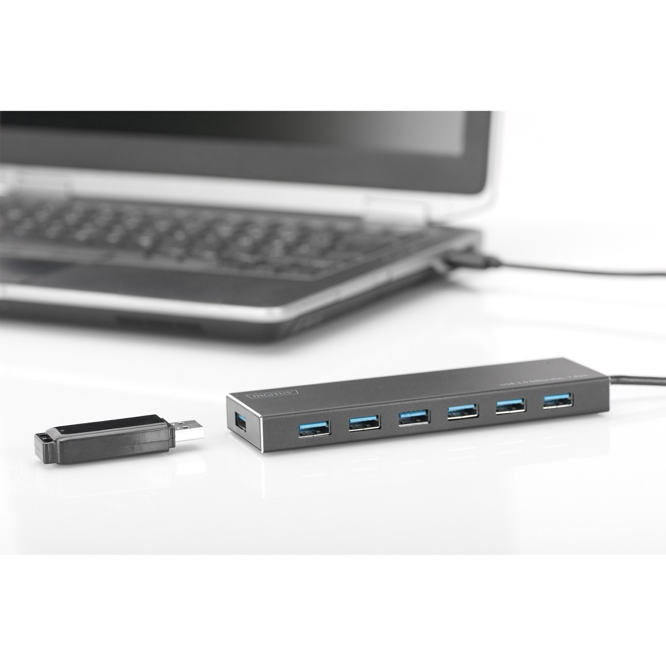 DIGITUS USB-Hub 7-Port USB 3.0 Type-A - Grey Aluminium — Buy in Cyprus with Fast Delivery