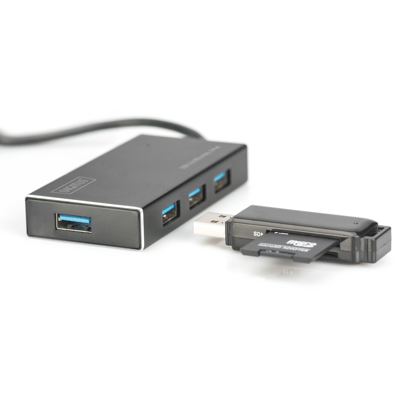 DIGITUS USB-Hub 4-Port - Black Aluminum - USB 3.0 Hub, 4x USB-A, 1.2 m Cable — Buy in Cyprus with Fast Delivery
