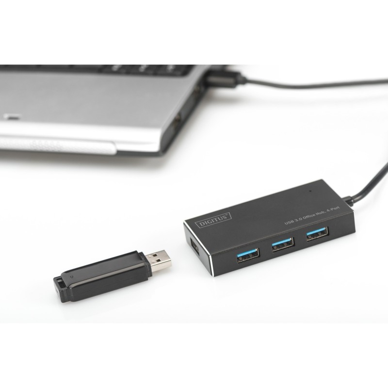 Buy DIGITUS USB-Hub 4-Port - Black Aluminum - USB 3.0 Hub, 4x USB-A, 1.2 m Cable in Cyprus, Nicosia, Limassol, Larnaka, Pafos