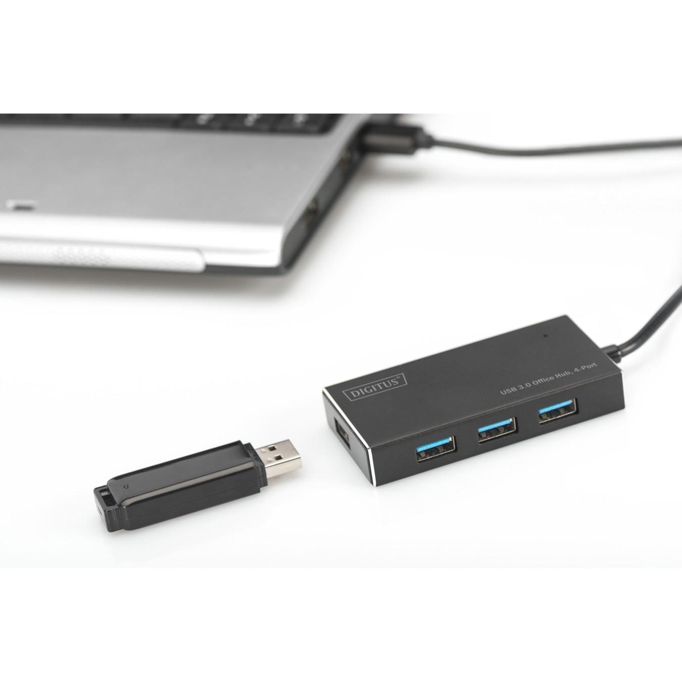 DIGITUS USB-Hub 4-Port - Black Aluminum - USB 3.0 Hub, 4x USB-A, 1.2 m Cable — Buy in Cyprus with Fast Delivery