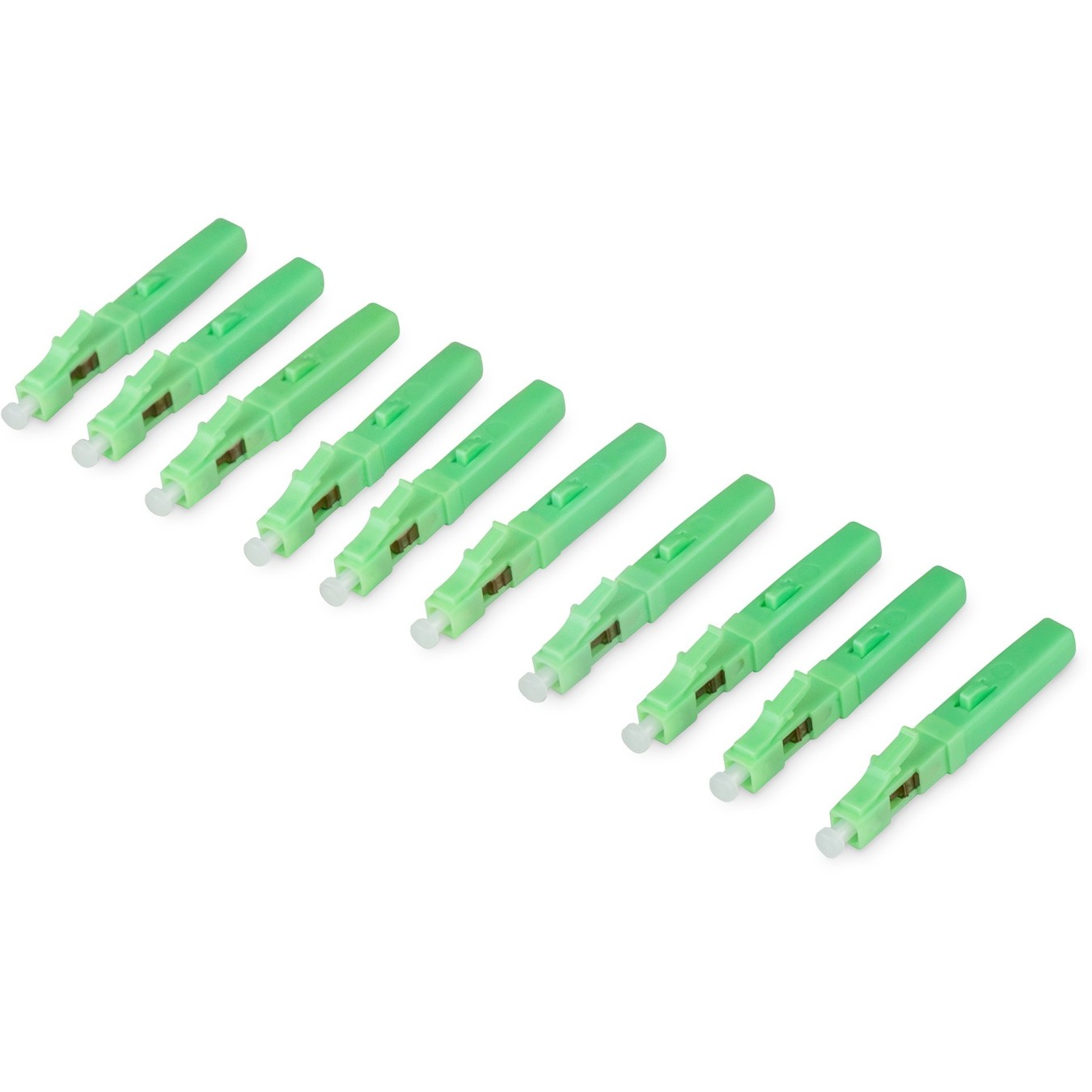 DIGITUS LC APC Singlemode Fiber Optic Connector - 10 pcs - Green (Color: Green, Pack: 10 pcs)