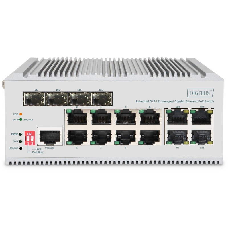Buy Digitus 8+4P Industrial Gigabit PoE Switch L2 Managed - (Gigabit, PoE) in Cyprus, Nicosia, Limassol, Larnaka, Pafos