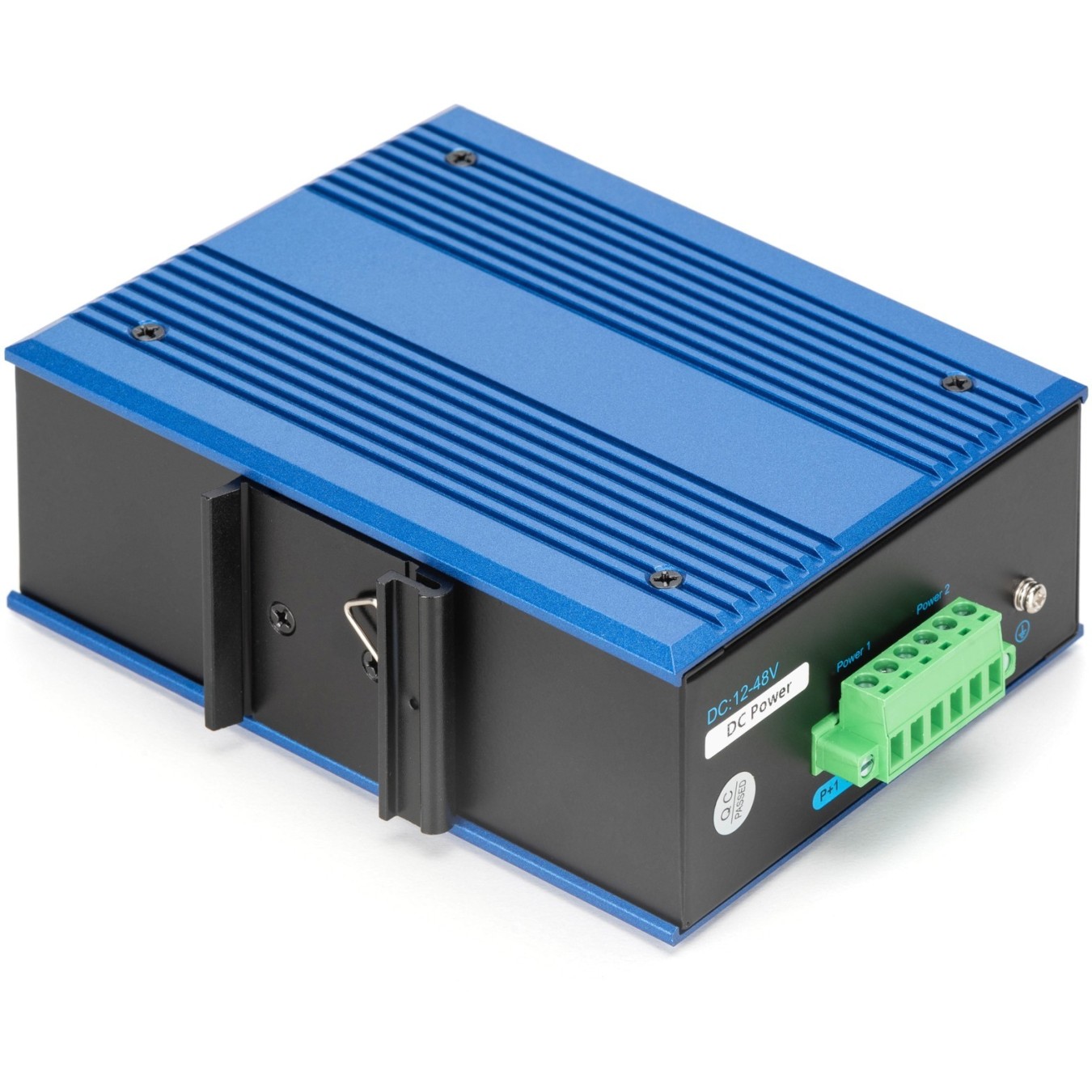 Digitus 8+2P Industrial Gigabit PoE Switch - Black/Blue - Unmanaged, 8x RJ45 + 2x SFP, 802.3af