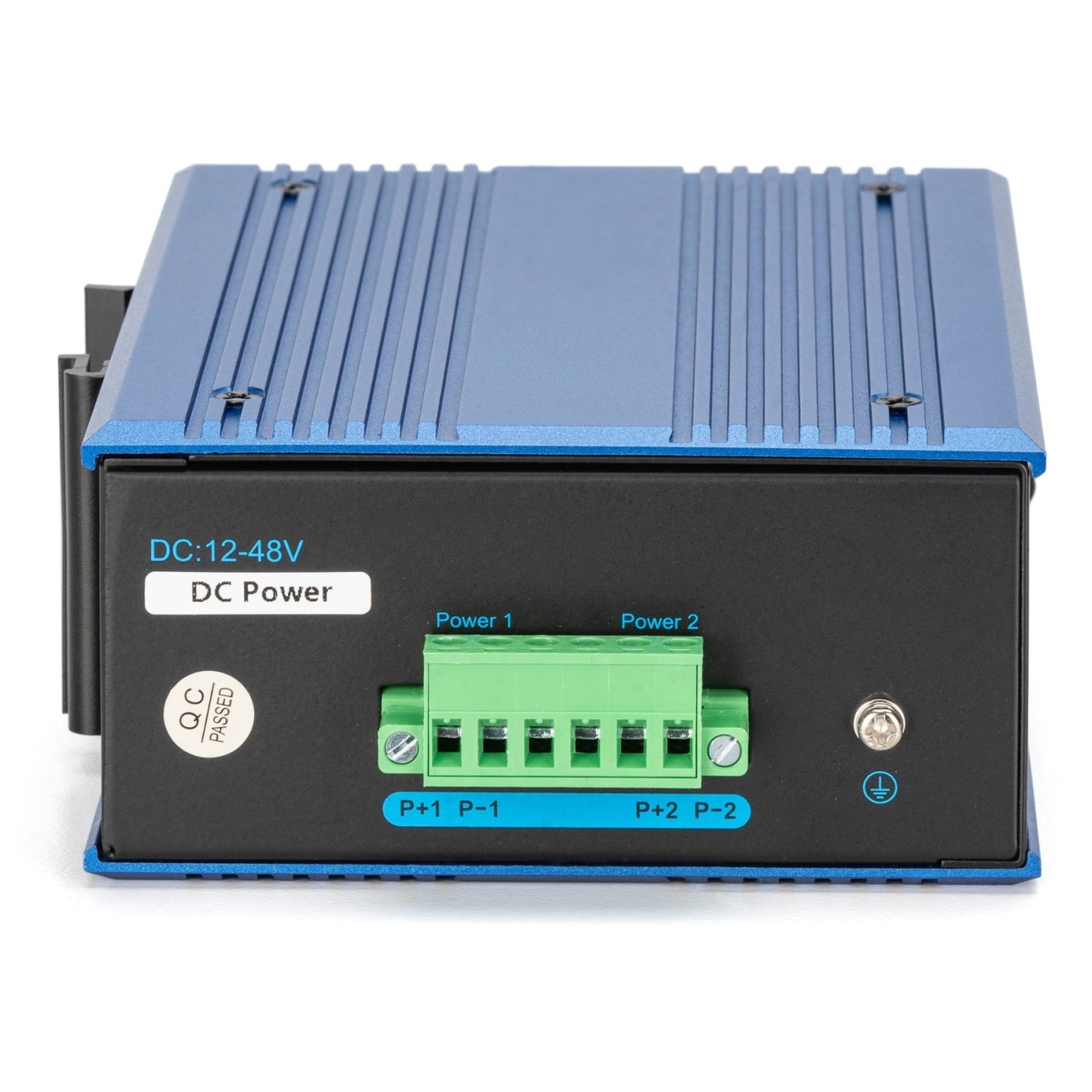 Digitus 8+2P Industrial Gigabit PoE Switch - Black/Blue - Unmanaged, 8x RJ45 + 2x SFP, 802.3af