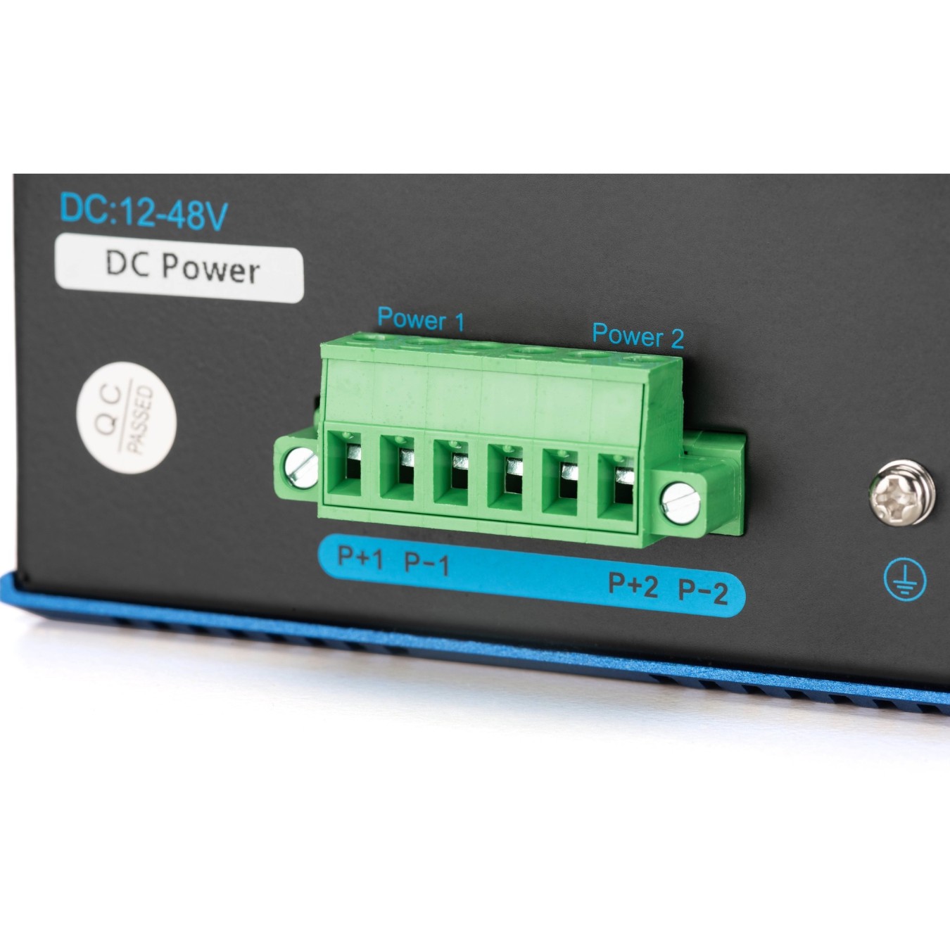 Digitus 8+2P Industrial Gigabit PoE Switch - Black/Blue - Unmanaged, 8x RJ45 + 2x SFP, 802.3af
