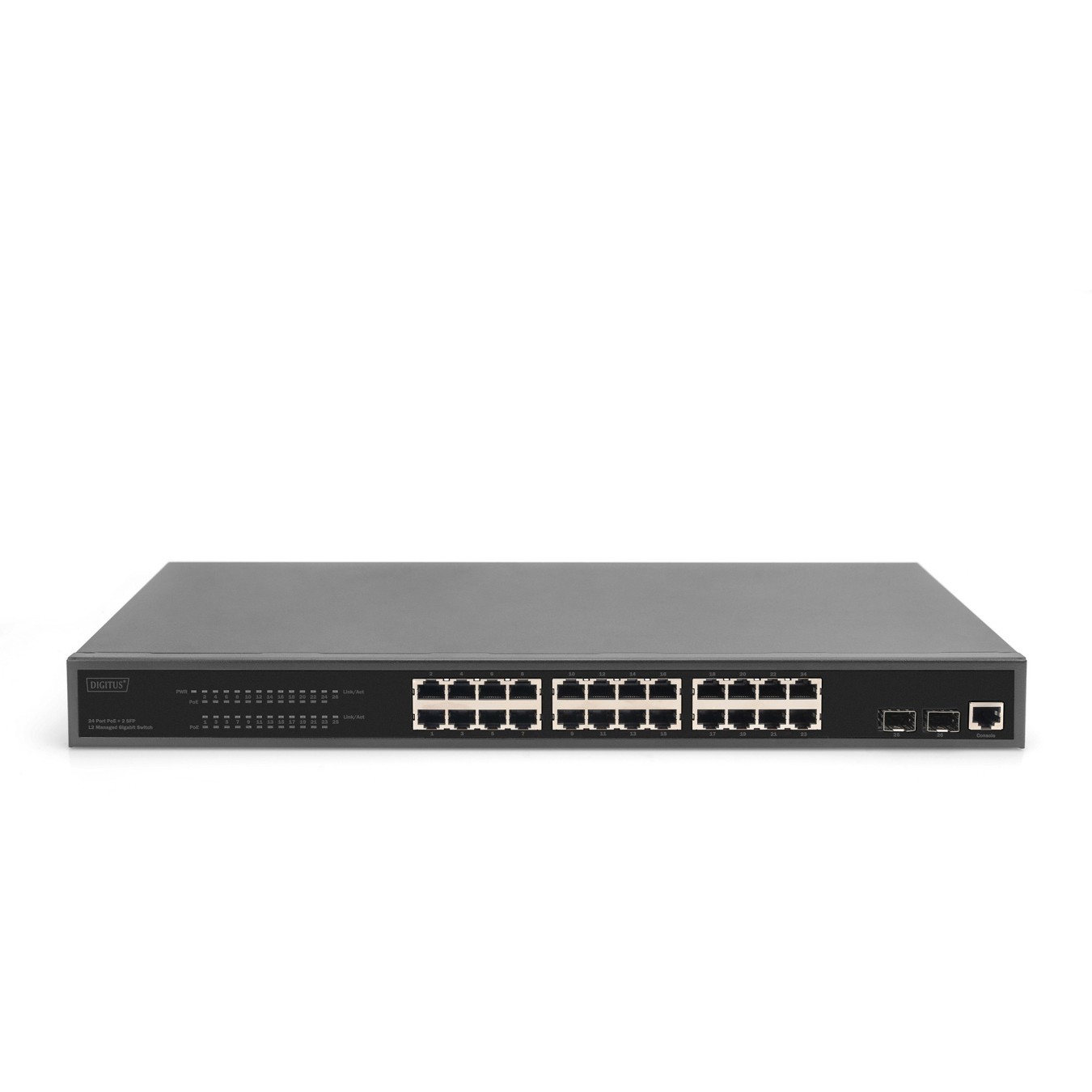 DIGITUS Switch 24-Port L2 Managed PoE Gigabit Ethernet - Black, 1U Rack-Mount — Buy in Cyprus with Fast Delivery