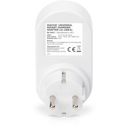 Buy DIGITUS Universal Socket Adapter with 2 x USB-A - Indoor, IP20 - Grey/White in Cyprus, Nicosia, Limassol, Larnaka, Pafos