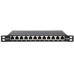 Buy DIGITUS Cat.6A Shielded Slim Patch Panel - 0.5U - 12-Port in Cyprus, Nicosia, Limassol, Larnaka, Pafos