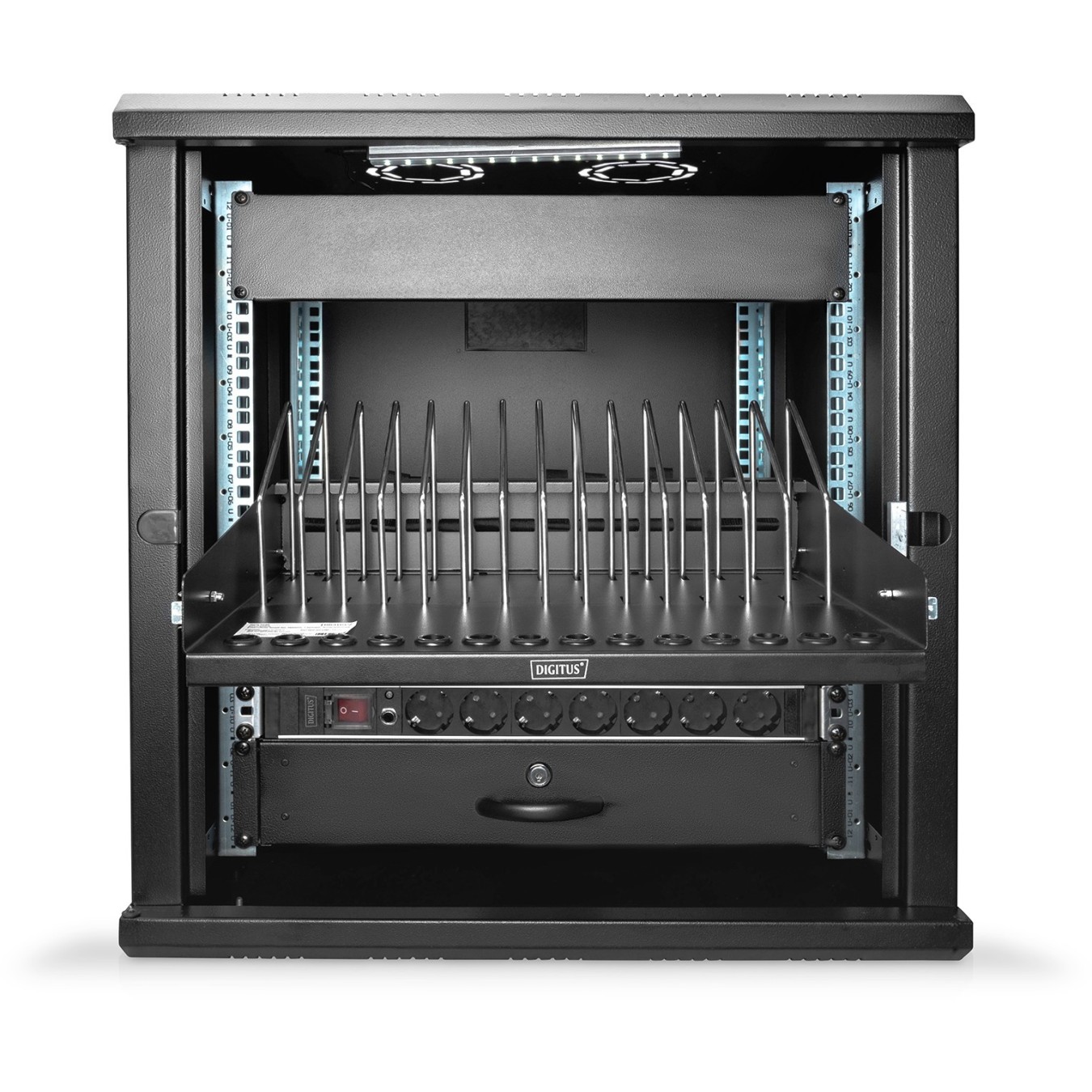 DIGITUS Pull-out Shelf for 14 Devices - Phone, Tablet, Notebook Rack Cabinet Accessory — Buy in Cyprus with Fast Delivery
