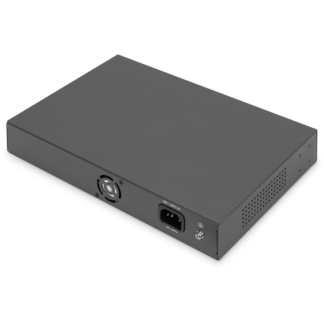 DIGITUS Switch 16-Port 10/100/1000 PoE - Black - Unmanaged, 1 SFP/Combo uplink, 32 W PoE per port, 1U rack-mount