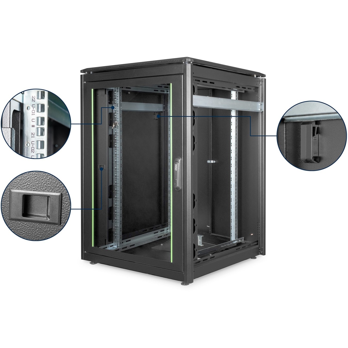 DIGITUS Netzwerkschrank Unique 22U 1164x800x800mm Black - Freestanding Network Cabinet — Buy in Cyprus with Fast Delivery
