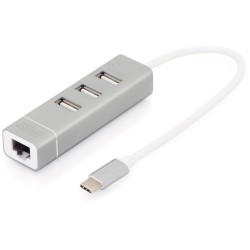 Buy DIGITUS USB-C Hub with 1GbE Ethernet + 3-Port USB-A Hub - White in Cyprus, Nicosia, Limassol, Larnaka, Pafos