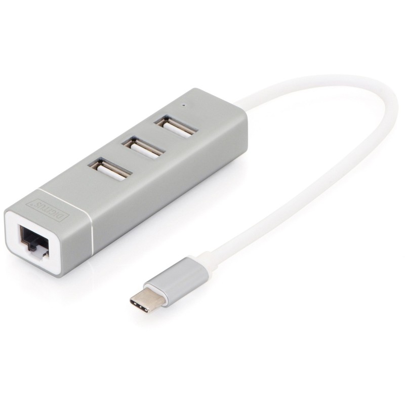Buy DIGITUS USB-C Hub with 1GbE Ethernet + 3-Port USB-A Hub - White in Cyprus, Nicosia, Limassol, Larnaka, Pafos