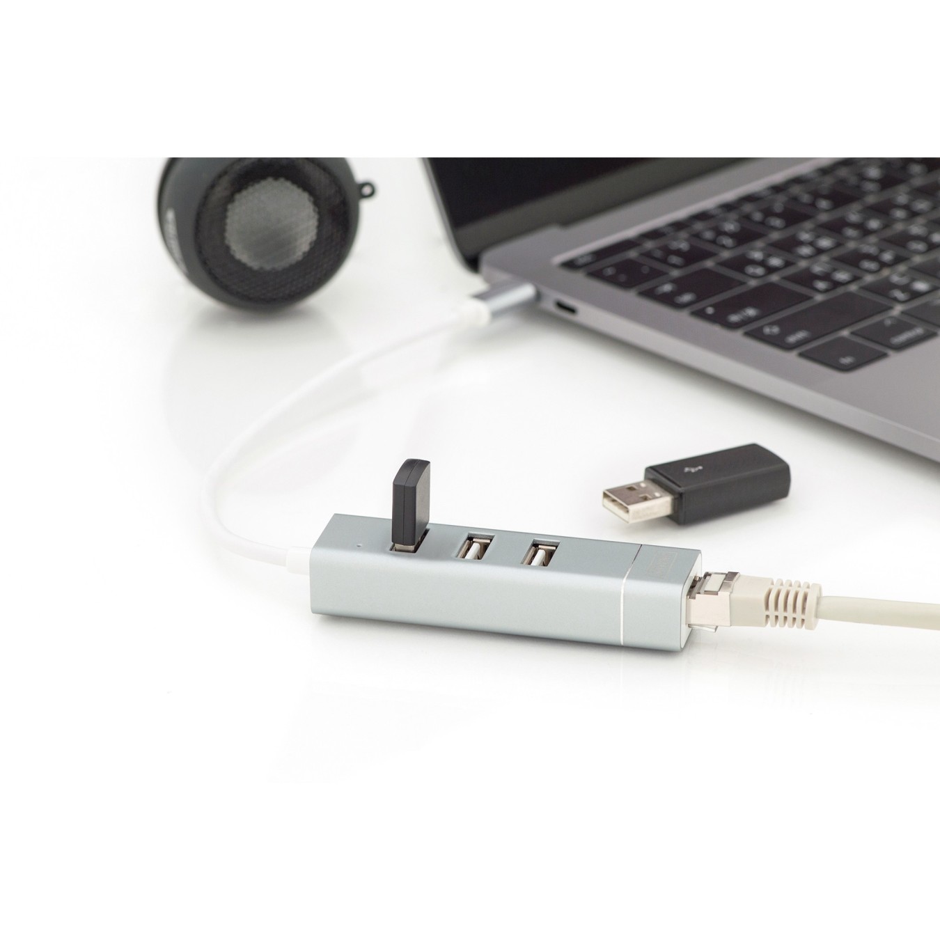 DIGITUS USB-C Hub with 1GbE Ethernet + 3-Port USB-A Hub - White — Buy in Cyprus with Fast Delivery