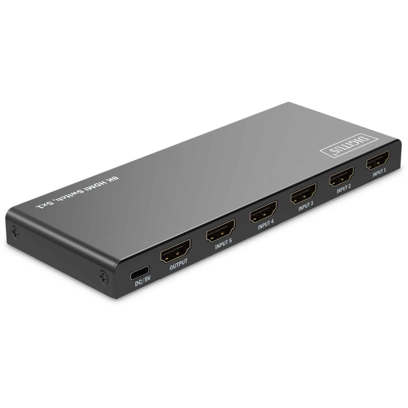 DIGITUS HDMI Switch - (Black, 5x1, 8K60 HDR, HDCP 2.3) — Buy in Cyprus with Fast Delivery