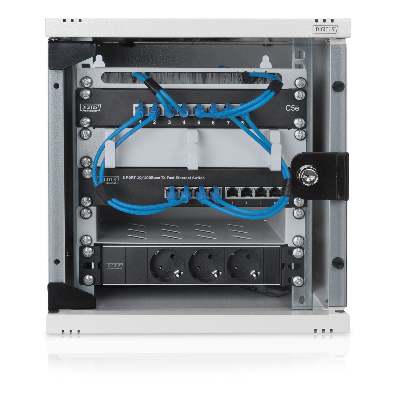 Digitus Wall-Mount Enclosure 6U, 330x312x300mm - Glass Door, Gray (RAL 7035) — Buy in Cyprus with Fast Delivery