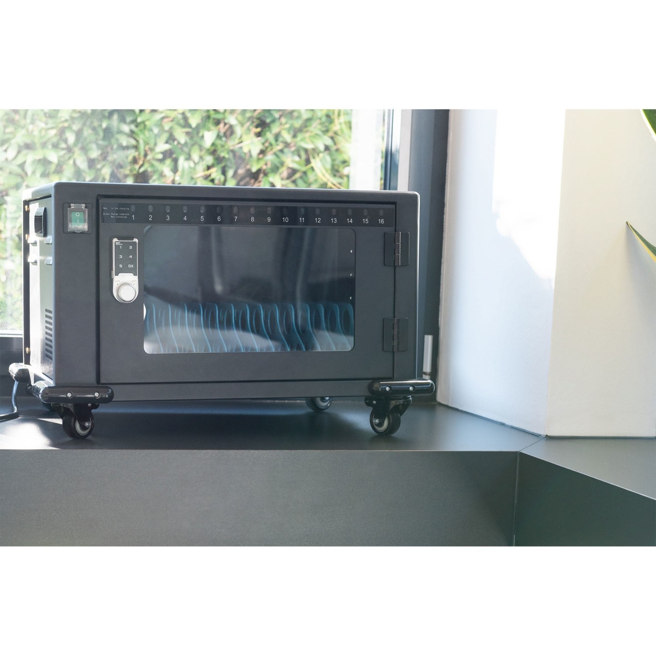 Digitus 16-Device Tablet Charging Cabinet - Freestanding - USB-A Fan - Black - for tablets up to 14\"