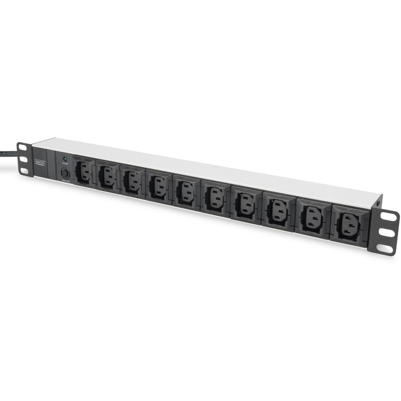 Digitus 10-Outlet Aluminum Power Strip with Surge Protection - Black - 2 m IEC Lead — Buy in Cyprus with Fast Delivery