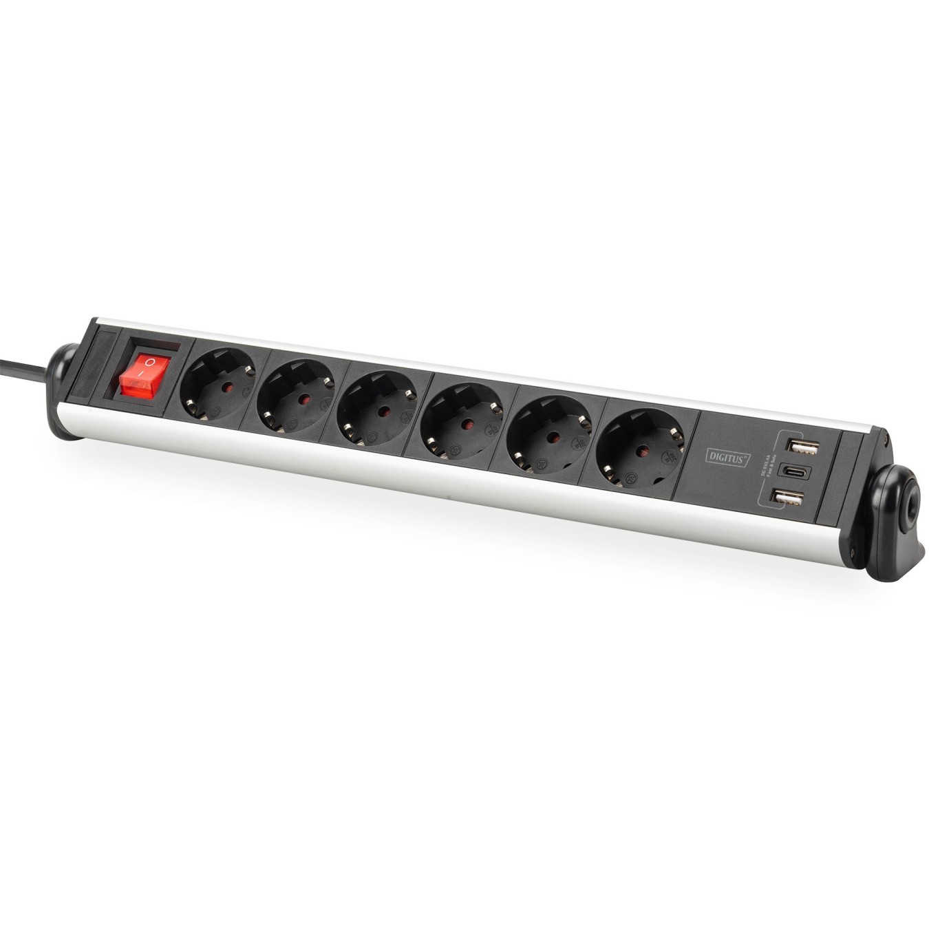 Digitus 6-Port Power Strip with 2x USB-A, 1x USB-C and Switch - Color Black/Silver — Buy in Cyprus with Fast Delivery