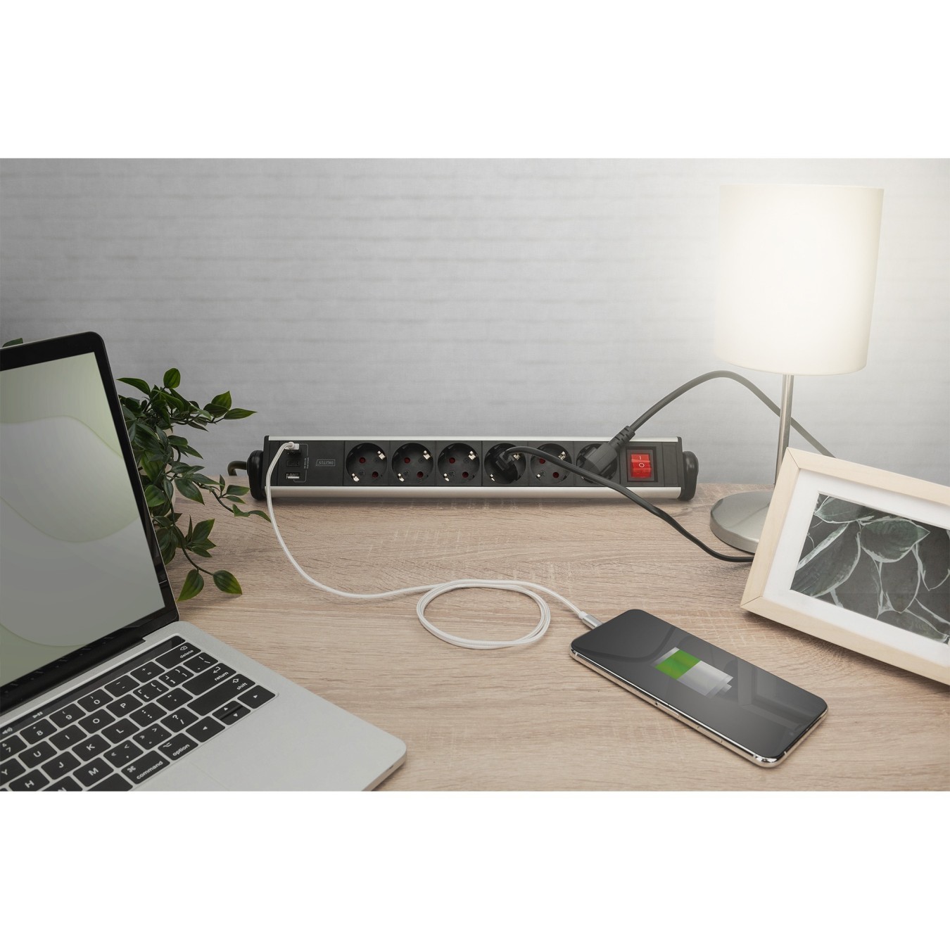 Digitus 6-Port Power Strip with 2x USB-A, 1x USB-C and Switch - Color Black/Silver — Buy in Cyprus with Fast Delivery