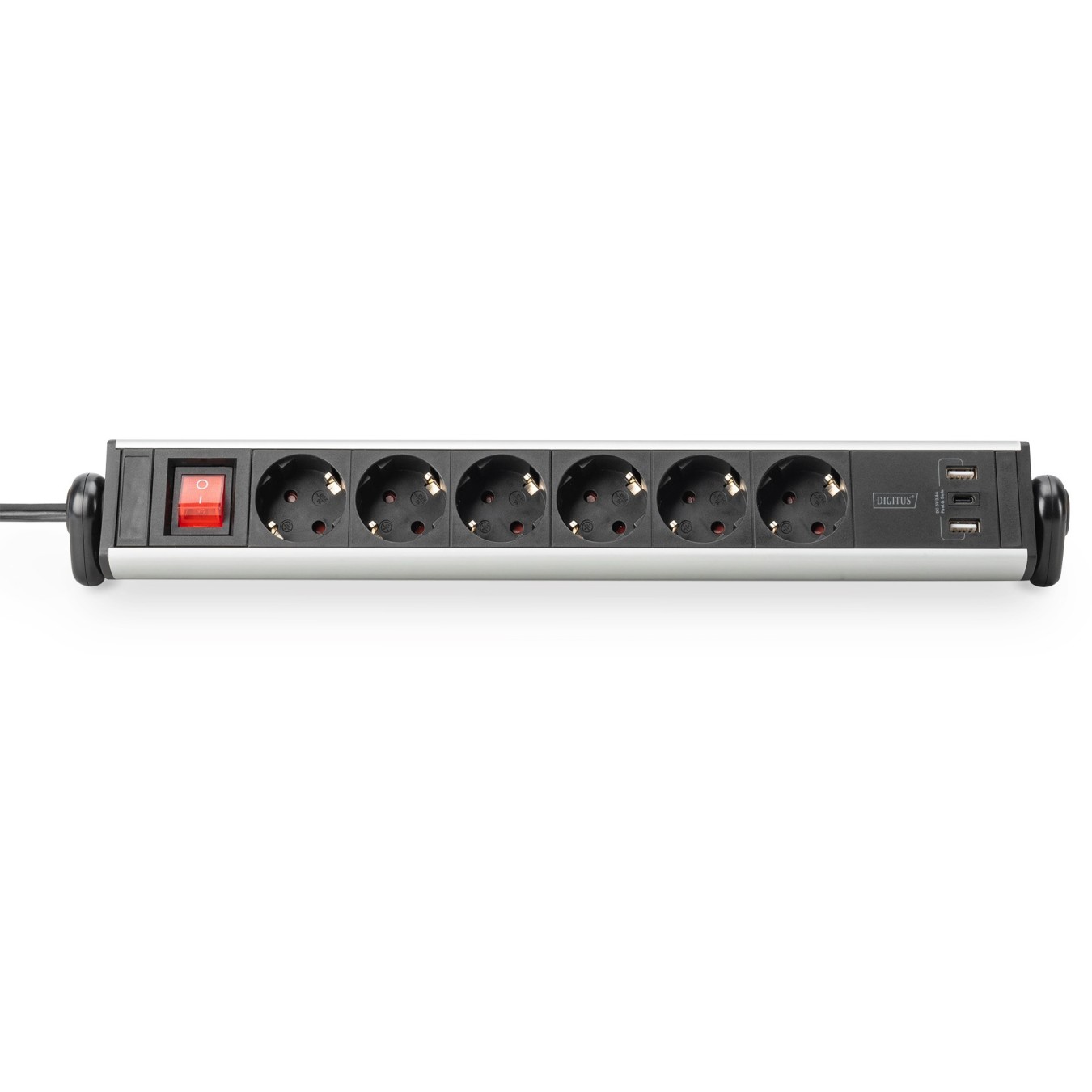 Digitus 6-Port Power Strip with 2x USB-A, 1x USB-C and Switch - Color Black/Silver — Buy in Cyprus with Fast Delivery