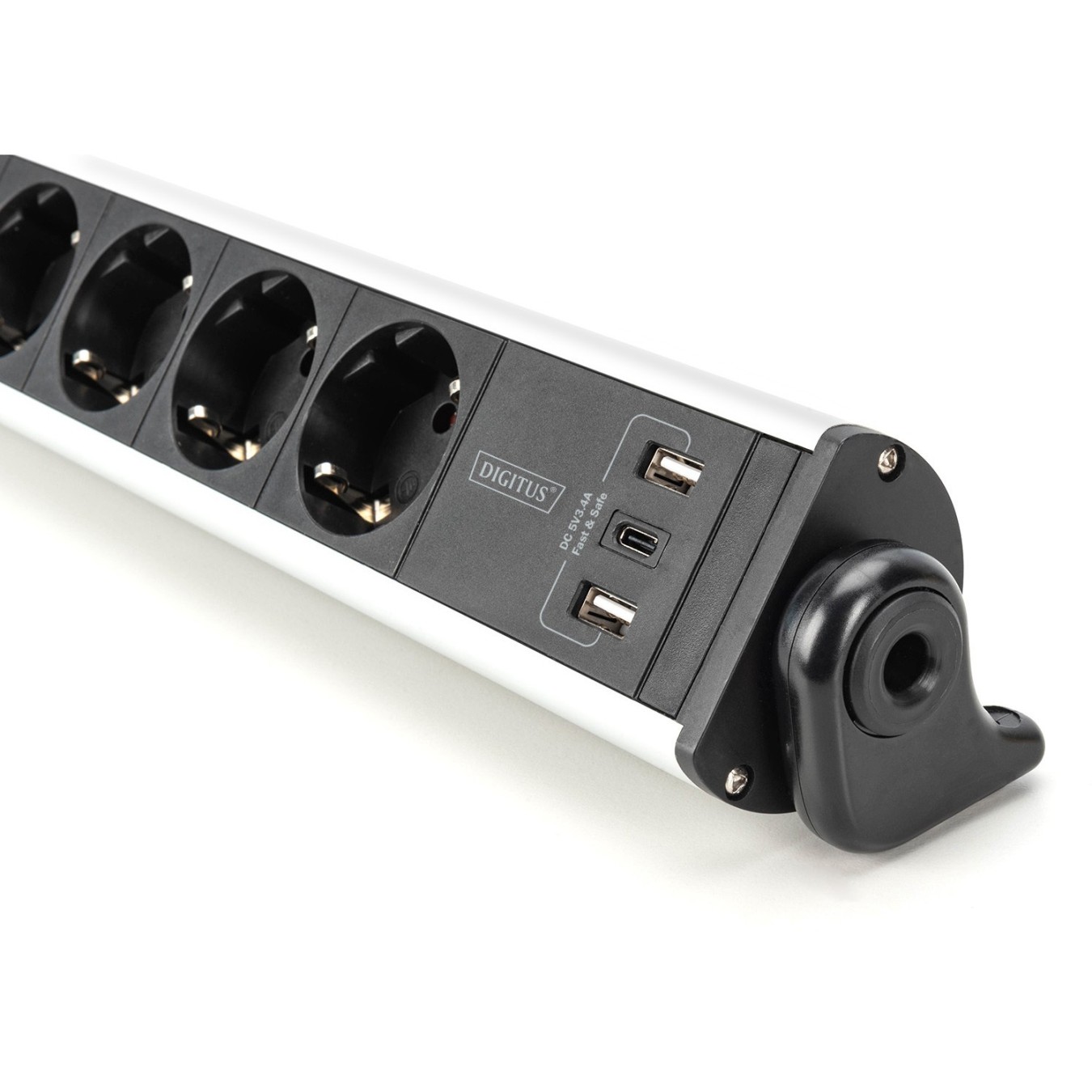 Digitus 6-Port Power Strip with 2x USB-A, 1x USB-C and Switch - Color Black/Silver — Buy in Cyprus with Fast Delivery