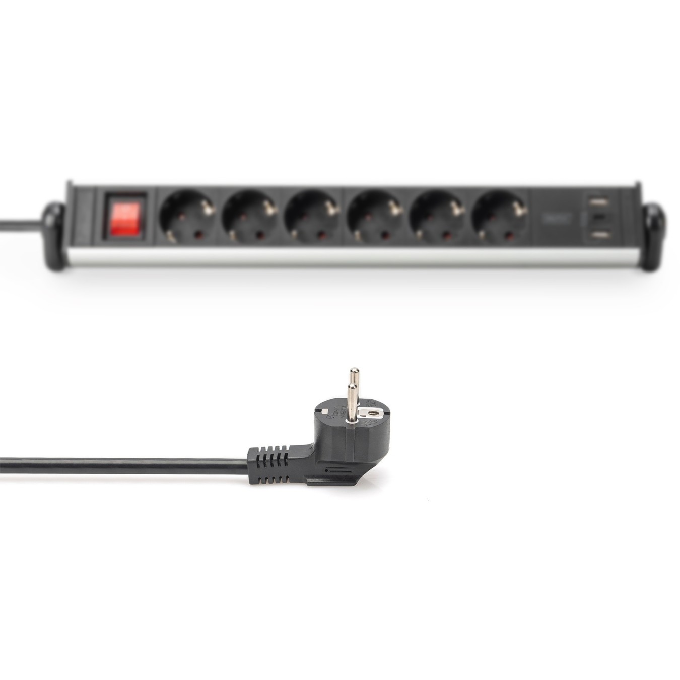 Digitus 6-Port Power Strip with 2x USB-A, 1x USB-C and Switch - Color Black/Silver — Buy in Cyprus with Fast Delivery
