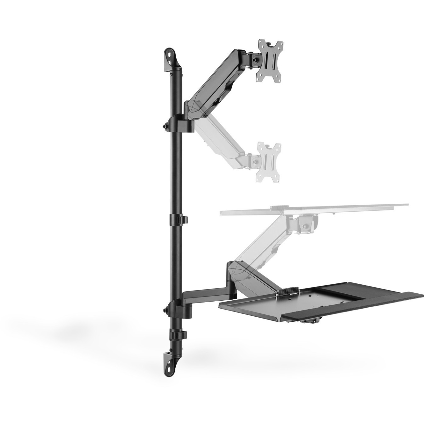 Digitus Flexible Wall-Mounted Sit-Stand Workstation - DA-90372 - (Black, Wall Mount, 1 Monitor, 8 kg)