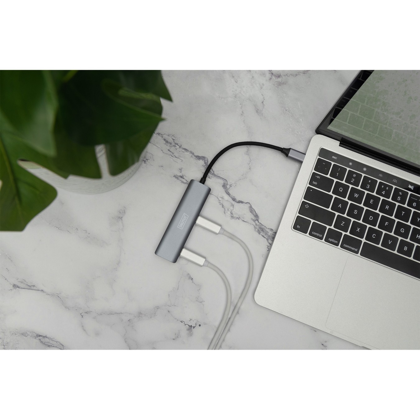 DIGITUS USB-C Hub 4-Port USB 3.1 - Integrated Cable (Silver) — Buy in Cyprus with Fast Delivery