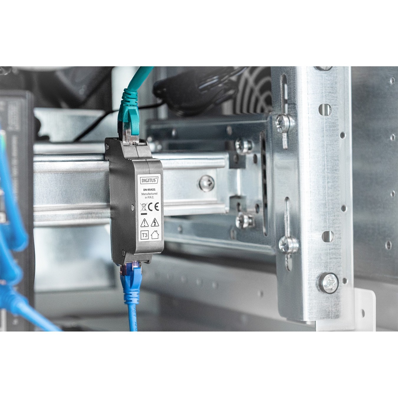 Digitus DN-95421 PoE Surge Protector (RJ45) DIN Rail Mount - DN-95421 - Grey, Zinc, IP40 — Buy in Cyprus with Fast Delivery