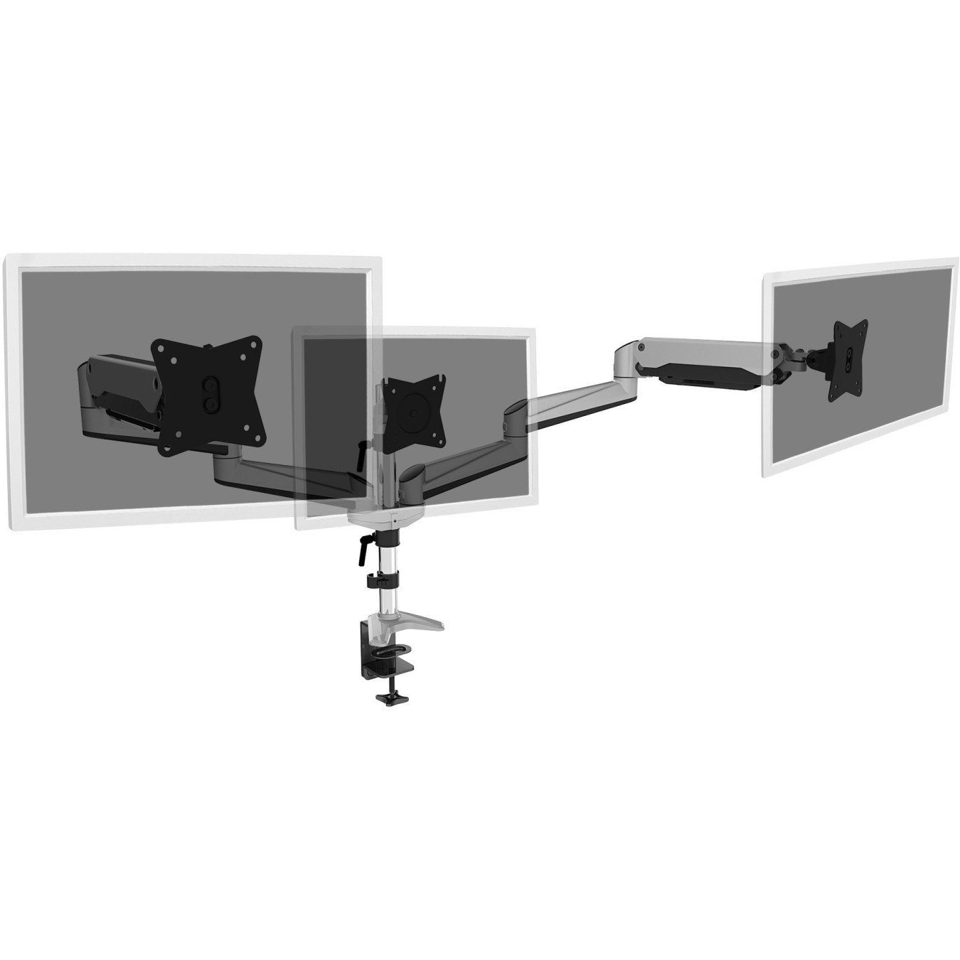 Triple monitor desk mount for up to 27-inch displays - DA-90363 - Black/Grey, clamp, 3 arms — Buy in Cyprus with Fast Delivery