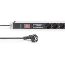 DIGITUS Aluminium 1U PDU Power Strip - 16A, 230V, 5x Type F, Switched, Surge Protection, 2 m Cable