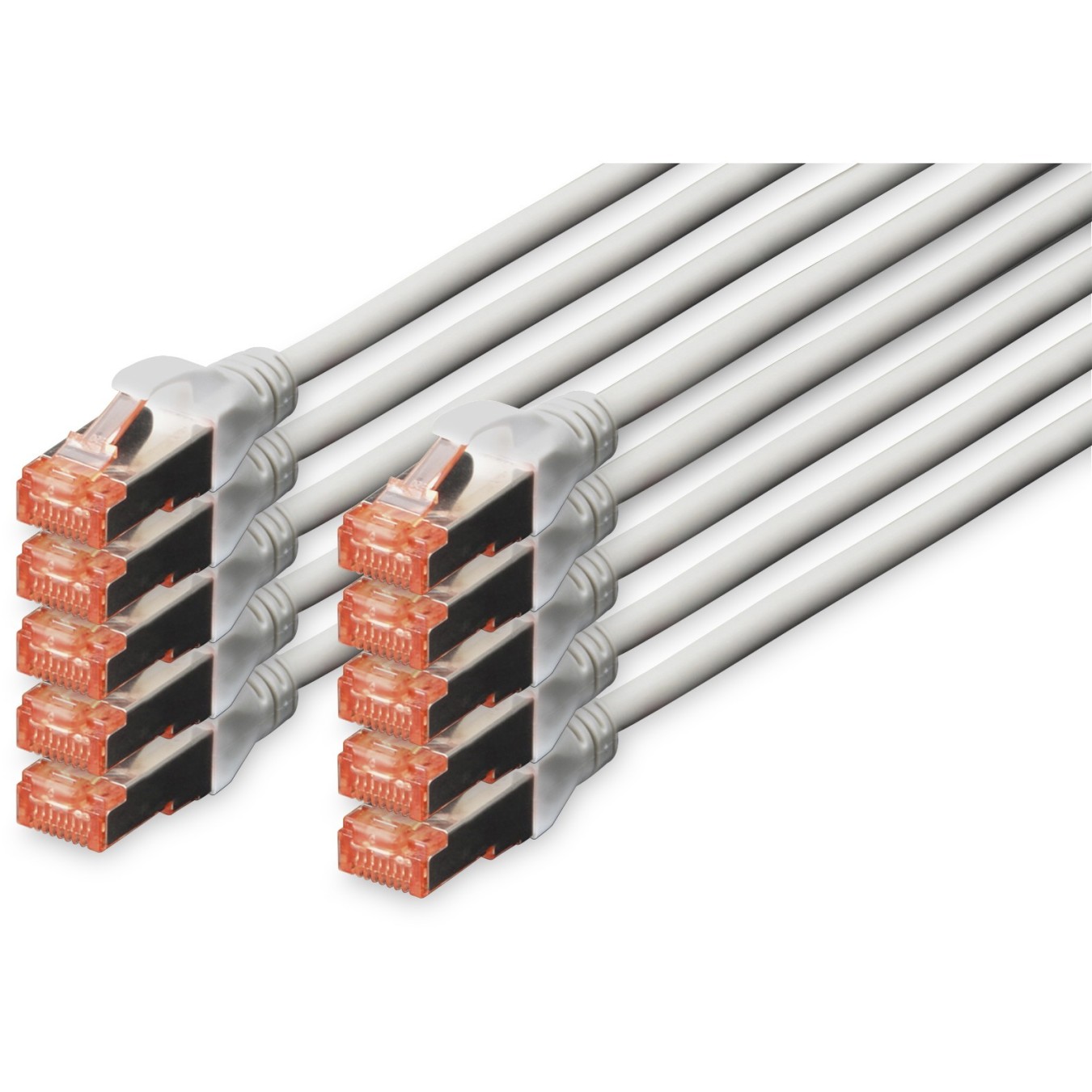 DIGITUS CAT6 S/FTP Patch Cable - 5 m - Grey - 10 pcs — Buy in Cyprus with Fast Delivery