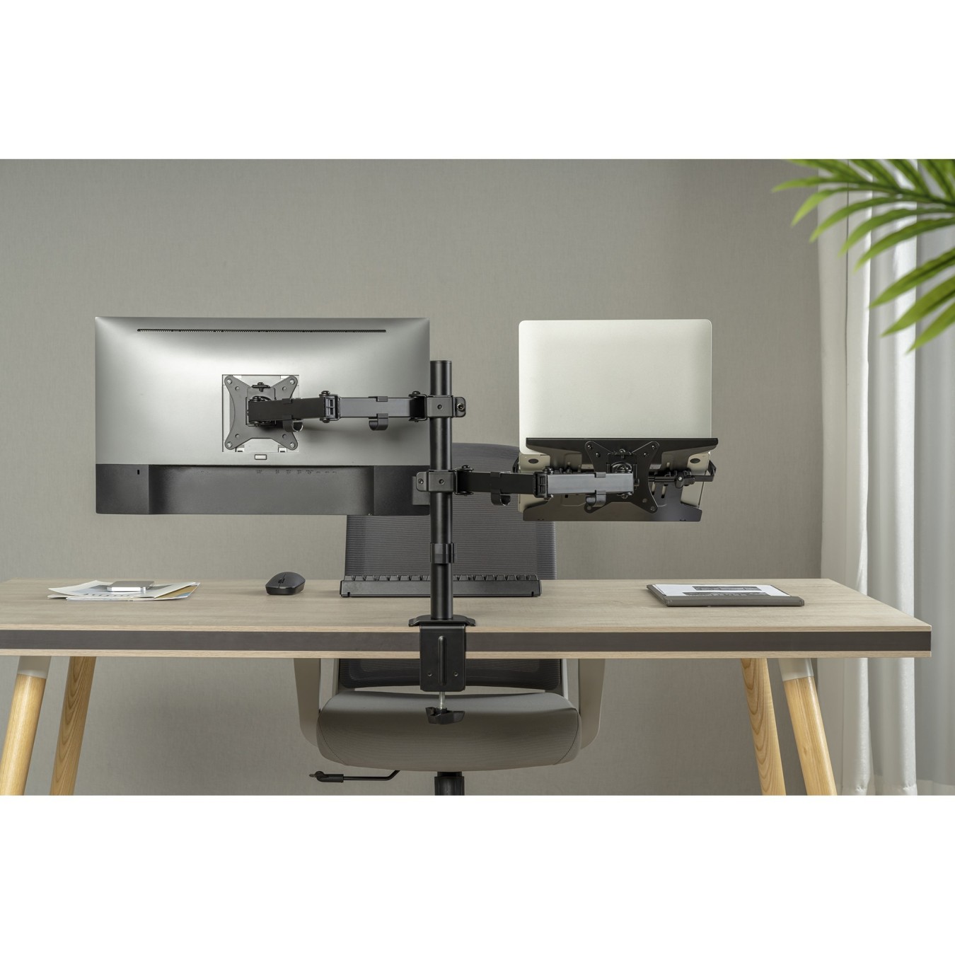 Monitor Stand with Notebook Mount - DA-90436 - Desk Clamp, 17-32 in, 9 kg, Black — Buy in Cyprus with Fast Delivery
