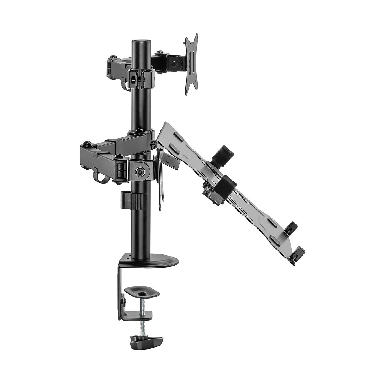 Monitor Stand with Notebook Mount - DA-90436 - Desk Clamp, 17-32 in, 9 kg, Black — Buy in Cyprus with Fast Delivery