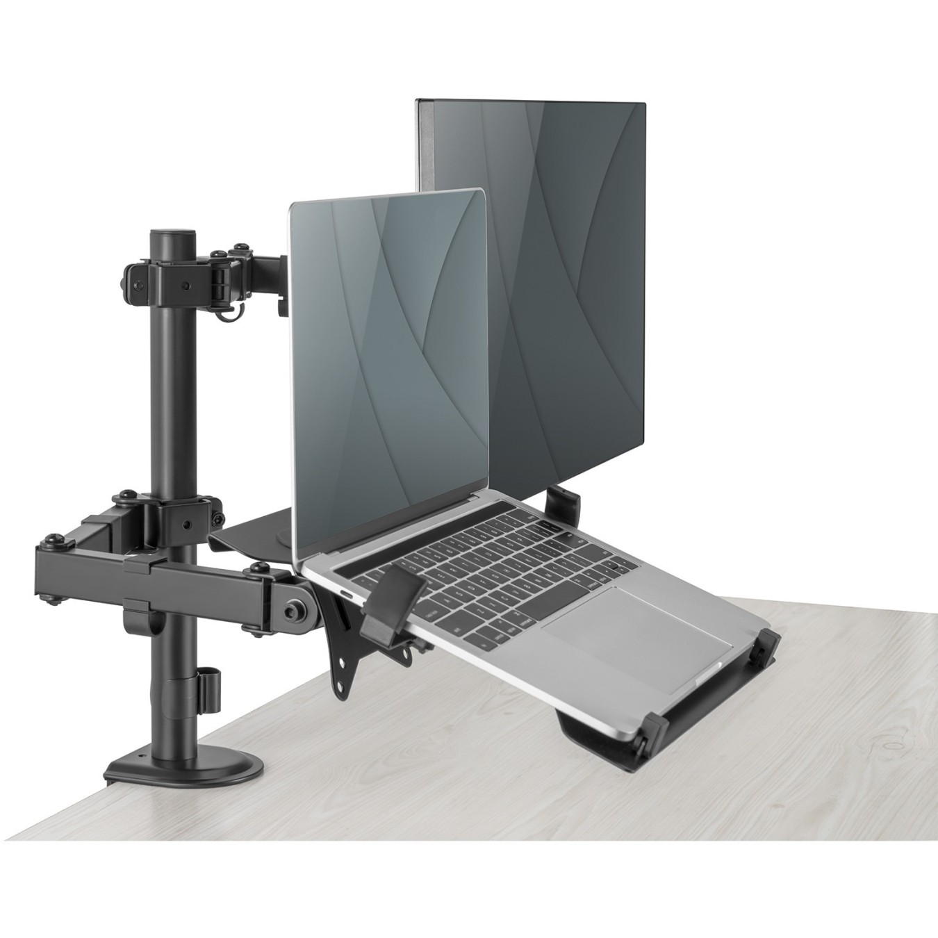 Monitor Stand with Notebook Mount - DA-90436 - Desk Clamp, 17-32 in, 9 kg, Black — Buy in Cyprus with Fast Delivery