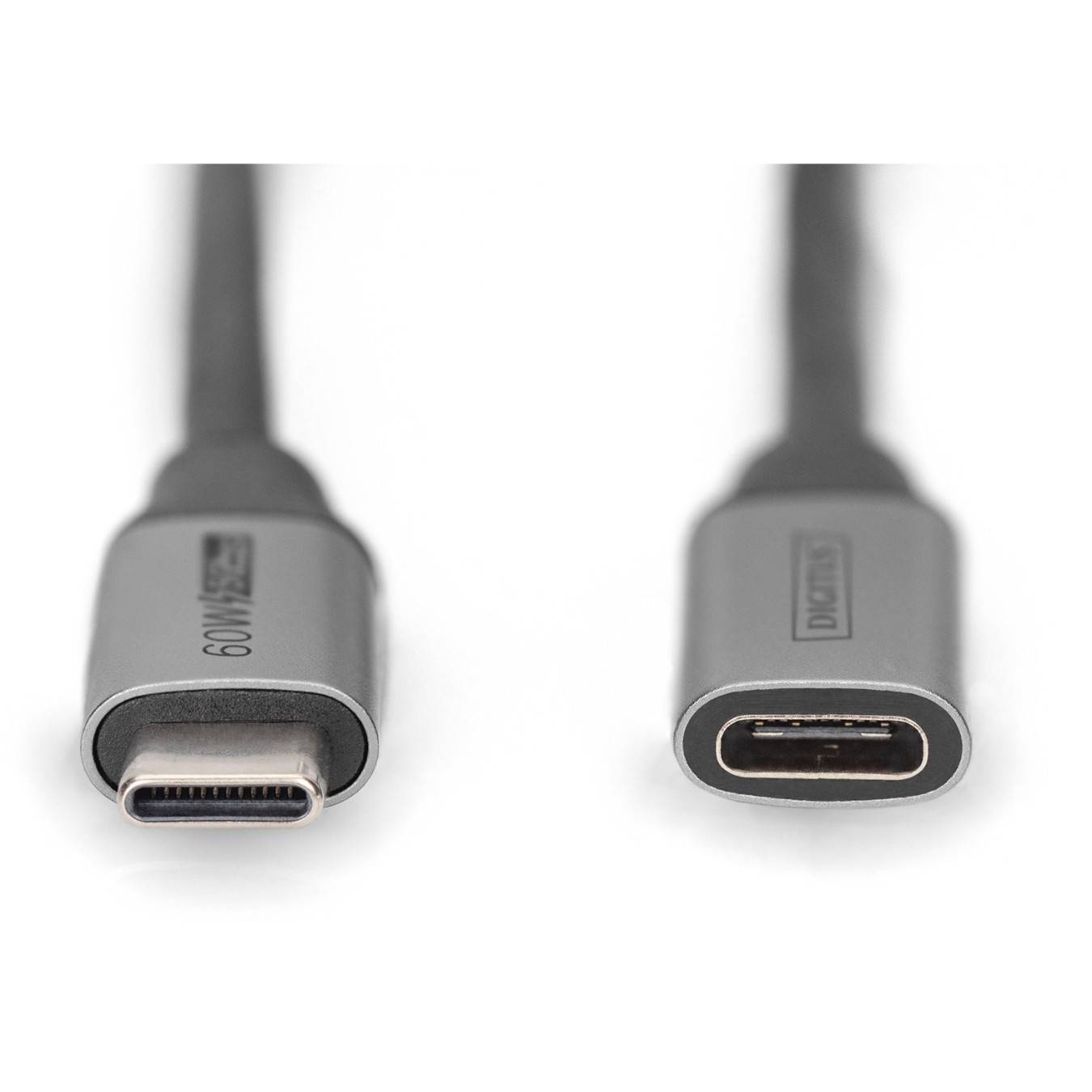DIGITUS USB-C to USB-C Extension Cable 1 m - Black - USB 3.2 Gen 1 (5 Gbit/s), PD up to 60 W
