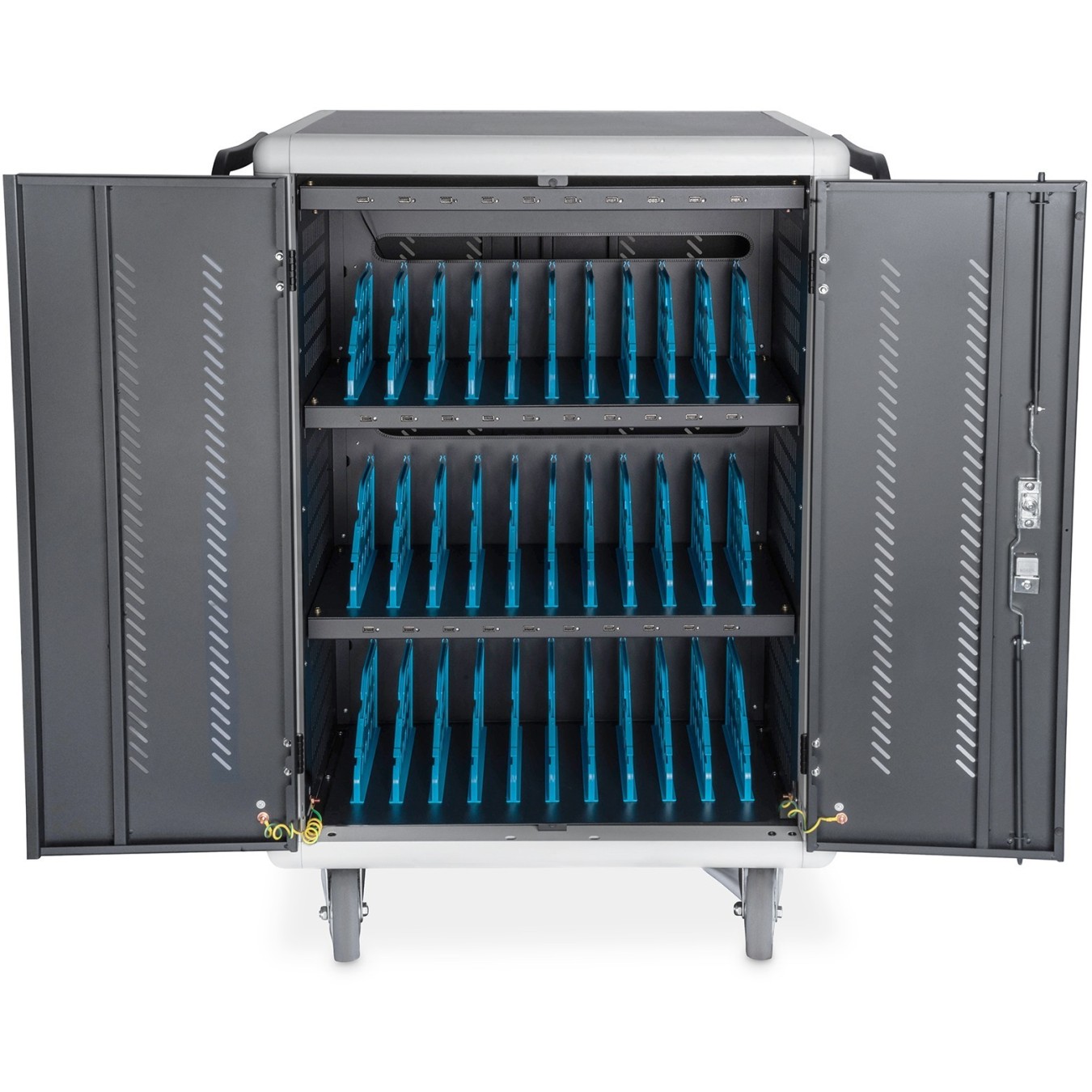 Digitus Mobile Charging Cabinet for 30 Notebooks/Tablets Up to 15.6" - Black, USB-A, UVC Disinfection, Floor-Standing